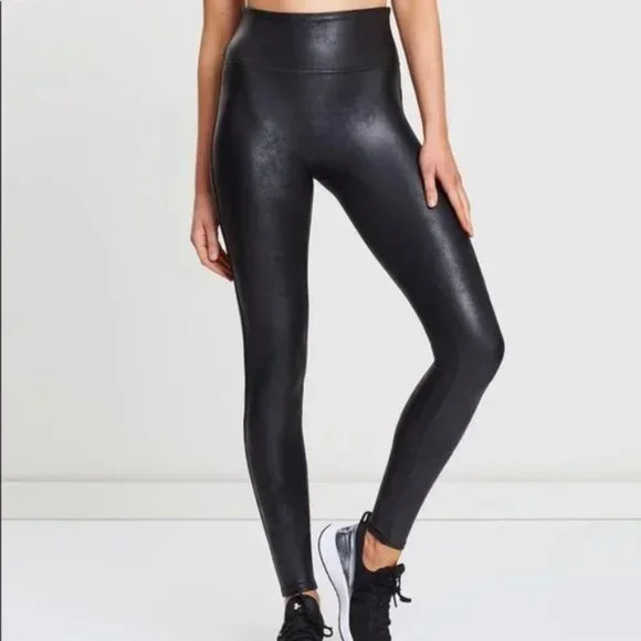 SPANX Leggings Sz M Faux Leather Black - Picture 3 of 17